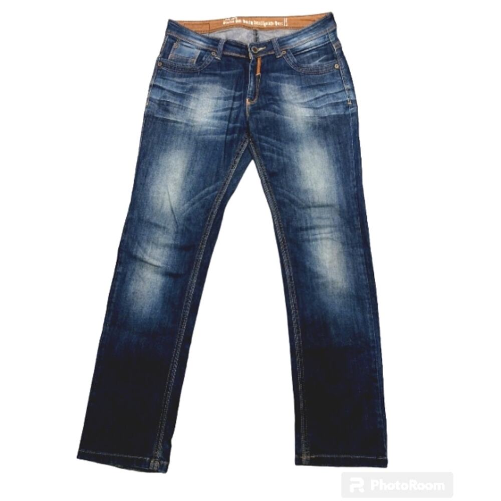 Status Quo Mens Jeans Size 36 Straight‎ Leg Washed Denim Dark Blue w Fade Detail